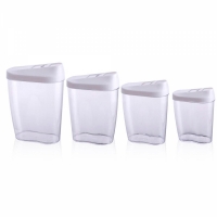Set 4 cutii depozitare cereale, Alpina, 0, 45L, 0.6L, 0.85L si 1, 25L, alb, 24996